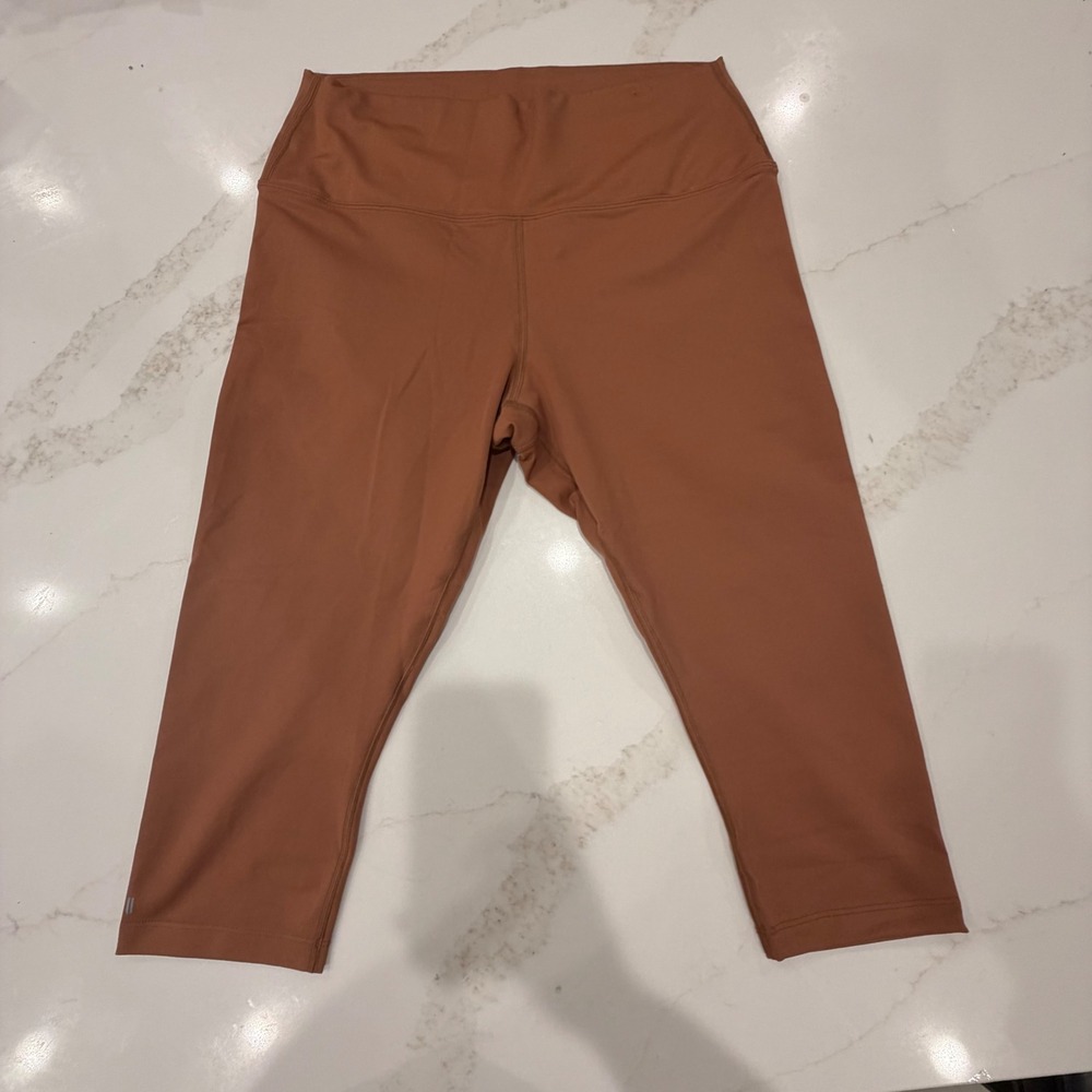 NOBULL Womens High Rise Cropped Leggings Rust Brown Terracotta Size XL